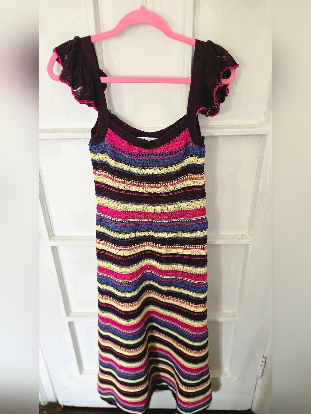 Multicolor Striped Knit Dress - Pink, Blue, Yellow
